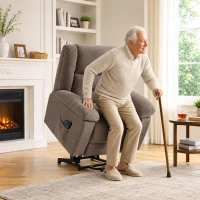 HOMCOM Oversized Riser Recliner Chair with Massage and Heat, Power Lift Recliner for Elderly with Wide Seat and Back, Brown(m-9)