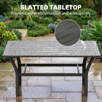 Outsunny Metal Garden Coffee Table, Rectangular Outdoor Side Table with Slatted Tabletop, Foot Pads for Outside, Garden, Balcony, Porch, 91.5 x 55 x 45cm, Dark Grey(m-4)