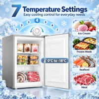 HOMCOM 85L Mini Freezer Countertop, Compact Freestanding Upright Freezer with Reversible Door, Removable Glass Shelves, Grey(m-4)
