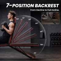 SPORTNOW Adjustable Weight Bench for Home Gym, Foldable Incline Decline Bench Press with Resistance Bands, 7-Position Backrest(m-5)