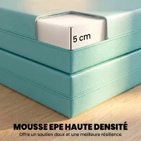 SPORTNOW Tapis de gymnastique pliable portable, tapis de sport épais en 4 parties avec poignées, 180 x 60 x 5 cm, vert et violet(m-4)