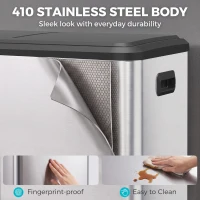 HOMCOM Poubelle à Double Compartiment 2 x 30L, Poubelle de Cuisine en Acier Inoxydable, Couvercle à Fermeture Douce, Argent(m-8)