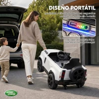 AIYAPLAY Coche Eléctrico SUV para Niños Land Rover Defender 12 V Mando a Distancia Suspensión Arranque Suave 2,7-4,5 km/h Blanco(m-7)
