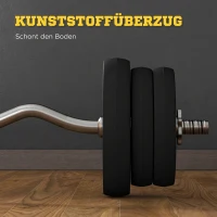 SPORTNOW Langhantel Set 25kg Rutschfeste Curlstange mit 6 Gewichten, PVC-Beschichtung, Hantelstange aus Stahl(m-5)