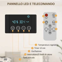 HOMCOM Termoventilatore da Parete Oscillante con Telecomando, Timer 12h e 2 Modalità, 54.5x12x21.5 cm, Grigio(m-5)