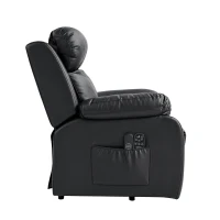 HOMCOM Poltrona Reclinabile Elettrica con Alzapersona, Massaggio a 8 Punti, Riscaldamentoe e Poggiatesta Regolabile a 3 livelli, in PU, con USB, Nero(m-24)