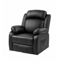 HOMCOM Poltrona Reclinabile Elettrica con Alzapersona, Massaggio a 8 Punti, Riscaldamentoe e Poggiatesta Regolabile a 3 livelli, in PU, con USB, Nero(m-23)