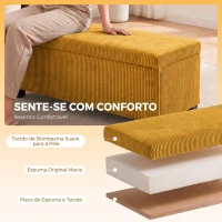 HOMCOM Banco com Arrumação 84 L 112x42x40 cm em Bombazina para Quarto e Sala Amarelo(m-5)