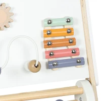 AIYAPLAY Wooden Baby Walker, Montessori Push Along Toy with 5 Blocks and Xylophone Mallet, Adjustable Speed for Toddlers 1.5-3Y(m-12)