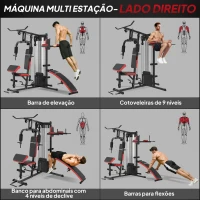 SPORTNOW Máquina Multi Estação Ajustável Multi Estação de Musculação com Placas de Peso de 45 kg 225x175x200 cm Preto(m-5)
