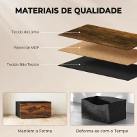 HOMCOM Cómoda de Quarto com 5 Gavetas, Cómoda em Tecido com Tampo de Madeira, Castanho e Preto(m-6)