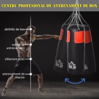 HOMCOM Set sac de box cu mănuși, 16 kg, Ø30 x 120 cm, negru și roșu(m-5)