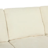 HOMCOM Canapé 3 Places avec Pouf Réversible, Canapé d'Angle Modulable en Chenille 254 cm Moderne, Assise Large, Crème(m-15)
