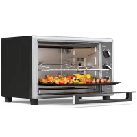 HOMCOM Mini-Four Électrique avec Broche Rotative 32L 1500W, Four à Convection Multifonction, Chaleur Tournante, Minuterie, Noir(m-19)