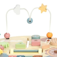 AIYAPLAY Wooden Baby Activity Table for 1-3 Years, 6-in-1 Montessori Activity Table with Gears, Bead Maze, Rotating Clock(m-13)
