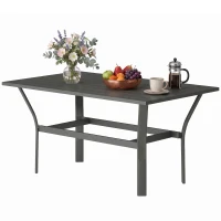 Outsunny Balkontafel Metaal met Lamellenontwerp Weerbestendig, Koffietafel, Tuintafel 91,5 x 55 x 45 cm Donkergrijs(m-16)