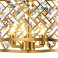 HOMCOM 3-Light Crystal Glass Ceiling Light, Modern Ceiling Lamp w/ 3 E14 Sockets for Living Room, Bulb Not Included, Gold Tone(m-11)