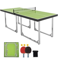 HOMCOM 6ft Table Tennis Table, Ping Pong Table with Net, Foldable and Portable Ping Pong Set for Indoor Use, Easy Assemble, Midsize, Green(m-1)