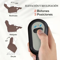 HOMCOM Sillón Relax Reclinable Eléctrico Levanta Personas de Tela Lino Control Remoto Asiento con Muelles Reposapiés Marrón(m-4)