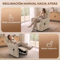 HOMCOM Sillón de Masaje con Calor Reclinación por Empuje 135° Reposapiés Reposabrazos Ajustables y 2 Bolsillos Beige(m-6)