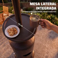 Outsunny Aquecedor de Exterior a Gás para Terraço com Espaço para Garrafa de Gás 13 kW Castanho(m-5)