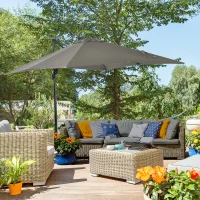 Outsunny Ombrellone da Giardino a Manovella 2.5x2.5 m con Rotazione 360° e Parasole Regolabile, Grigio Chiaro(m-10)