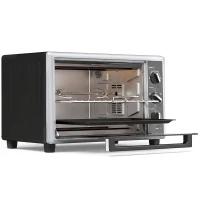 HOMCOM Mini-Four Électrique avec Broche Rotative 32L 1500W, Four à Convection Multifonction, Chaleur Tournante, Minuterie, Noir(m-1)