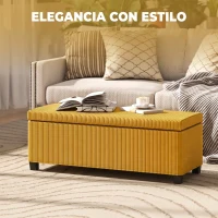 HOMCOM Banco Almacenaje Capacidad de 84 L 112x42x40cm Tapizado en Pana Pie de Cama para Sala de Estar Dormitorio Amarillo(m-4)