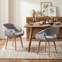 HOMCOM Set 2 Ergonomische Esszimmerstühle in Hellgrau(m-6)