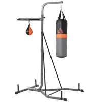 HOMCOM Freestanding Boxing Punch Bag & Speed ball Station, for Home Gym, Grey(m-1)