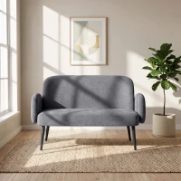 HOMCOM 132cm 2 Seater Sofa, Velvet Comfy Small Sofa Couch with Wide Seat, Thick Padding, Tapered Metal Legs, Light Grey(m-9)