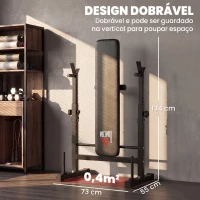 HOMCOM Banco de Pesos Multifuncional Dobrável com Suporte para Barras Ajustável e Estação de Dips 98-122x140x73 cm Preto(m-5)