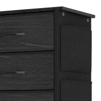 HOMCOM Chest of Drawers, Dresser with 10 Fabric Drawers, Tall Storage Unit with 4 Pockets and 2 Hooks Steel Frame, Black(m-13)