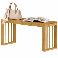HOMCOM Bancă pentru Pantofi din Bambus cu Șezut cu Lamele, 90 cm, Culoare Naturală,(m-11)