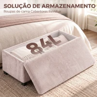 HOMCOM Banco com Arrumação 84 L 112x42x40 cm em Bombazina para Quarto e Sala Rosa(m-6)