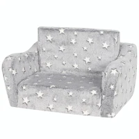 AIYAPLAY Canapé enfant 2 en 1, fauteuil pour enfant avec étoiles phosphorescentes, dépliable en méridienne, gris(m-19)
