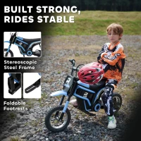 HOMCOM 24V Electric Motorbike 16km/h with Twist Grip Throttle, Enhanced Power and Extended Range - Blue(m-9)