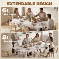 HOMCOM Extendable Oval Dining Table for 4-6, Modern Expandable Kitchen Table, Round Edges, White(m-4)