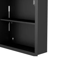 HOMCOM Bathroom Medicine Mirror Cabinet, Bathroom Wall Cabinet w/ Storage, Magnetic Door, Adjustable Shelf, Natural Wood Finish(m-12)