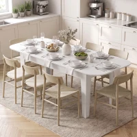 HOMCOM Extendable Oval Dining Table for 4-6, Modern Expandable Kitchen Table, Round Edges, White(m-14)