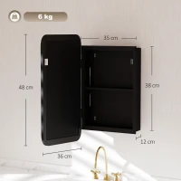 HOMCOM Bathroom Medicine Mirror Cabinet, Bathroom Wall Cabinet with Storage, Magnetic Door and Adjustable Shelf, Black(m-3)