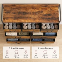 HOMCOM Chest of Drawers with 7 Drawers, Industrial Fabric Storage Unit with Top Shelf and Steel Frame for Bedroom, Rustic Brown(m-4)