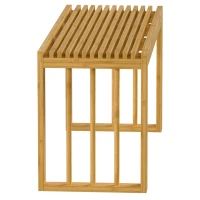 HOMCOM 90 cm Bamboo Shoe Bench Backless Hallway Bench Seat, Wood Indoor Decor for Entryway, Natural(m-9)