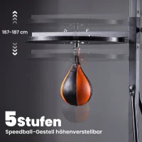 HOMCOM 2-in-1 Boxsackständer max. Tragkraft 100 kg, drehbar Boxsackhalterung aus Stahl mit 20kg Boxsack Punchingball, stehend höhenverstellbar Boxsackhalter, für Indoor Fitness Training, Schwarz(m-7)