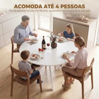 HOMCOM Mesa de Jantar Industrial para 4 Pessoas Redonda Ø120 cm com Pés de Aço Branca(m-5)