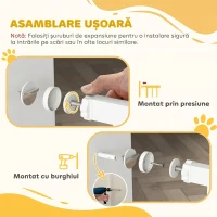 PawHut Poartă de Siguranță Extensibilă pentru Câini 76-104 x 104 cm, Deschidere cu o Singură Mână, Alb(m-5)