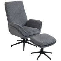 HOMCOM Relaxsessel mit 130° Liegefunktion, Fernsehsessel mit Hocker und Stahlrahmen, Grau(m-1)