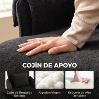 HOMCOM Sillón Relax Sofá Individual en Chenilla Butaca de Salón Moderna Asiento Ancho y Cojín Grueso Cojín Lumbar Negro(m-5)