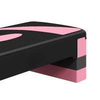 HOMCOM Aerobic Step with 3-Level Adjustable Heights for Home, Office Exercise, Black and Pink(m-11)