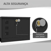 HOMCOM Caixa de Correio Exterior em Metal de Parede com Fechadura, 2 Chaves, Janelas de Visualização e Fecho Silencioso 36,5x11,5x29 cm Preto(m-4)